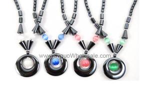 Colored Opal Beads Hematite Donut Pendant Beads Stone Chain Choker Fashion Women Necklace